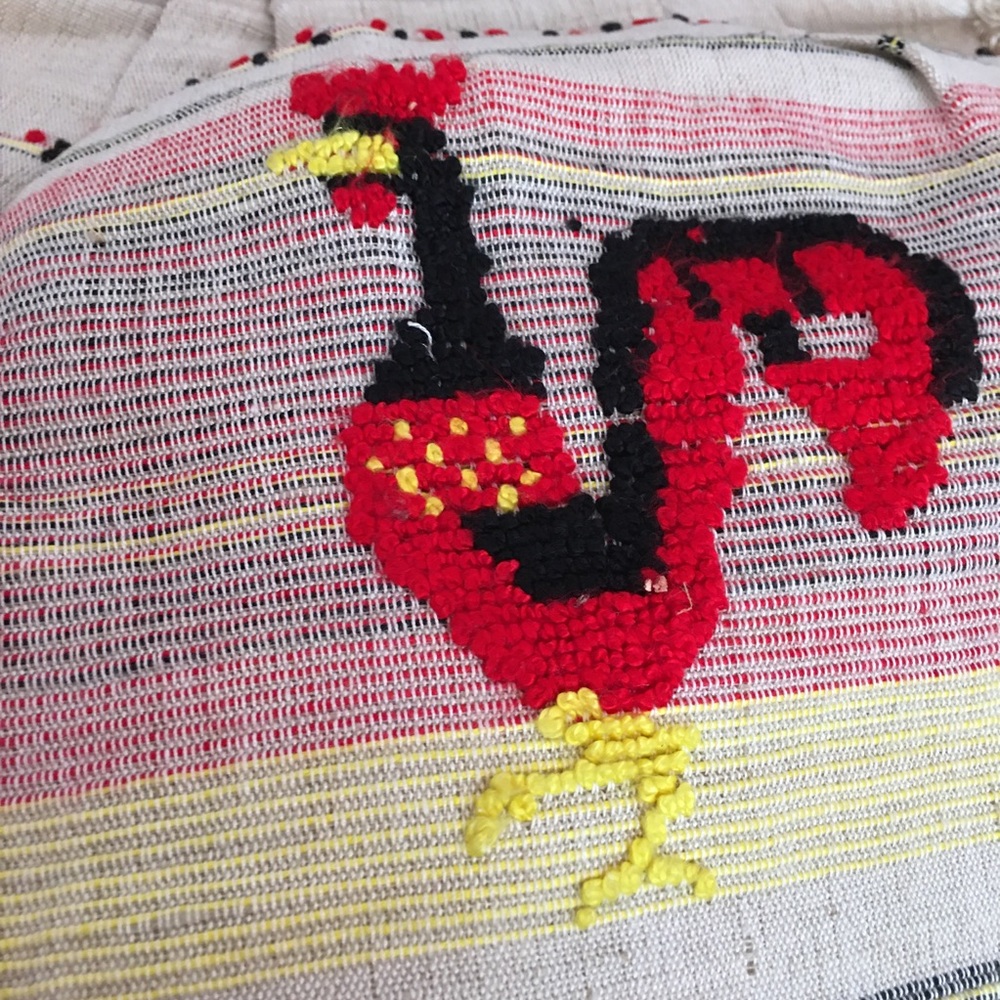 Vintage 1950 Retro Fabric Straw Rooster top handle made in Italy Market Tote Bag - Picture 4 of 14